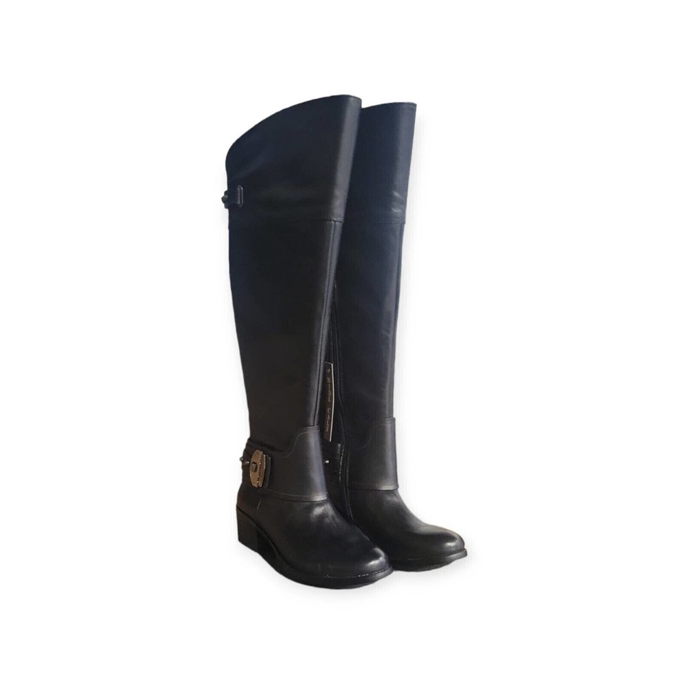 Vince Camuto Womens Beatrix Riding Boots Black Leather Knee High Wide Calf 5 New